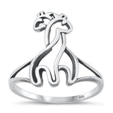 Sterling Silver Loving Giraffes Ring