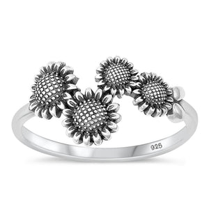 Sterling Silver Sunflowers Ring