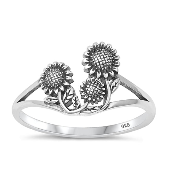 Sterling Silver Sunflower Ring