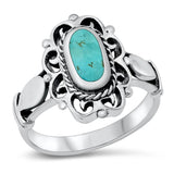 Turquoise Polished Filigree Cutout Ring New .925 Sterling Silver Band Sizes 5-9