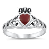 Claddagh Celtic Criss Cross Polished Ring .925 Sterling Silver Band Sizes 5-9