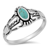 Sterling Silver Woman's Turquoise Tribal Ring Polished 925 Band 9mm Sizes 4-11