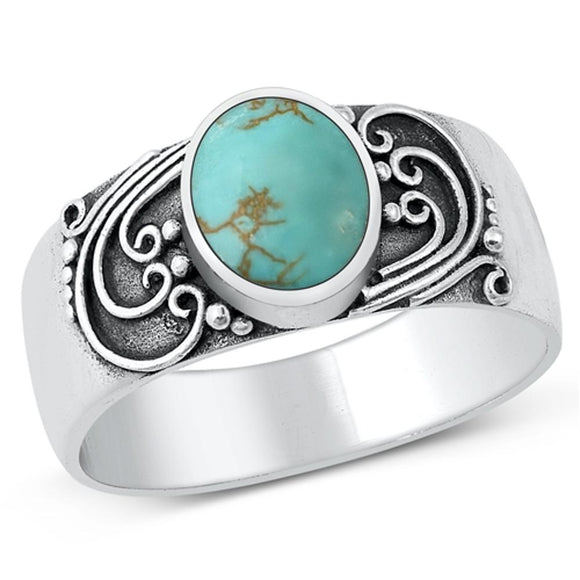 Sterling Silver Turquoise Bali Ring