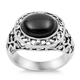 Filigree Black Onyx Fashion Vintage Ring New 925 Sterling Silver Band Sizes 4-12