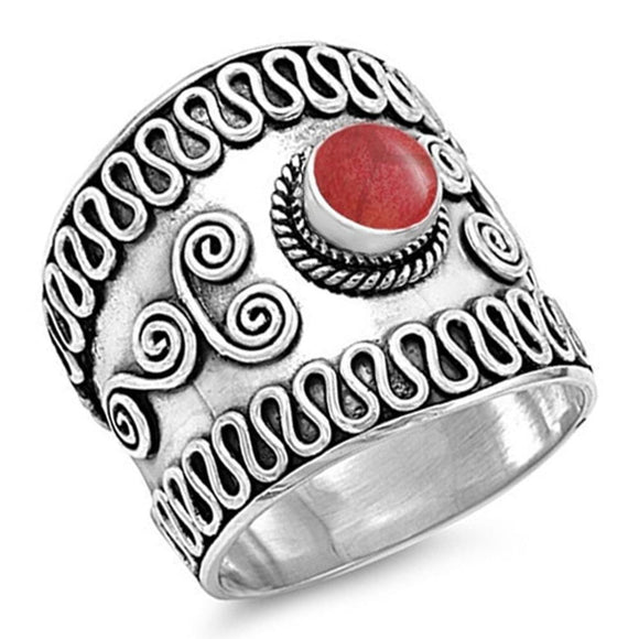 Wide Bali Coral Unique Ring New .925 Sterling Silver Swirl Wave Band Sizes 6-12