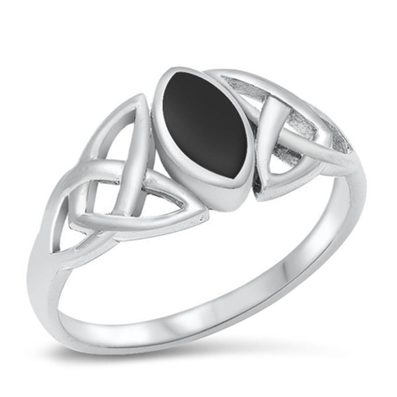 Celtic Loyalty Black Onyx Cute Ring New .925 Sterling Silver Band Sizes 4-10