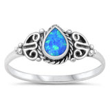 Pear Blue Lab Opal Celtic Promise Ring New .925 Sterling Silver Band Sizes 4-10