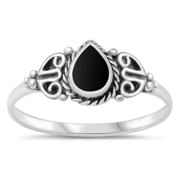 Vintage Celtic Black Onyx Promise Ring New .925 Sterling Silver Band Sizes 3-12