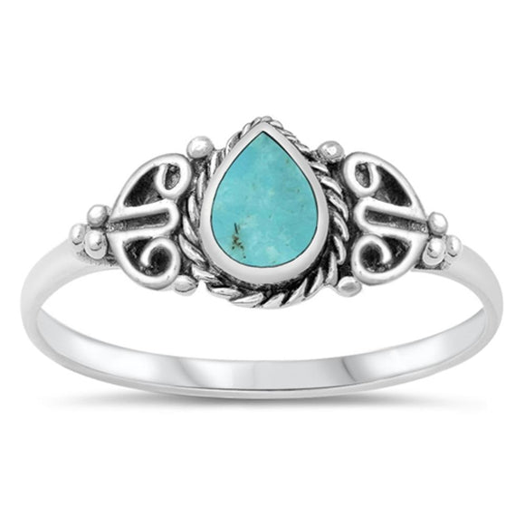 Vintage Celtic Turquoise Fashion Ring New .925 Sterling Silver Band Sizes 3-13