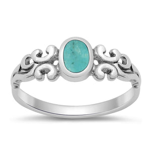 Women's Designer Turquoise Promise Ring New .925 Sterling Silver Band Sizes 4-10