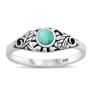 Sterling Silver Turquoise Sun Leaf Ring