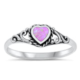 Pink Lab Opal Antiqued Filigree Purity Ring .925 Sterling Silver Band Sizes 3-10