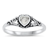 Sterling Silver White Buffalo Turquoise Heart Ring