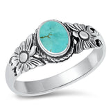 Flower Turquoise Fashion Bali Ring New .925 Sterling Silver Band Sizes 4-10