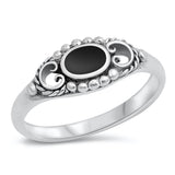 Black Onyx Cute Heart Bead Bali Ring New .925 Sterling Silver Band Sizes 4-10