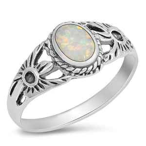 Flower White Lab Opal Wholesale Ring New .925 Sterling Silver Band Sizes 4-10