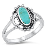 Filigree Oval Turquoise Long Beaded Ring New 925 Sterling Silver Band Sizes 5-10