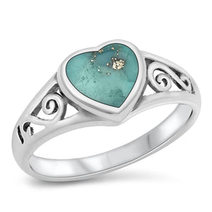 Sterling Silver Turquoise Heart Ring