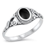 Filigree Black Onyx Polished Ring New .925 Sterling Silver Band Sizes 5-10