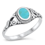 Filigree Turquoise Cute Ring New .925 Sterling Silver Band Sizes 5-10