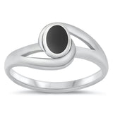 Women's Black Onyx Cute Simple Ring New .925 Sterling Silver Band Sizes 5-10