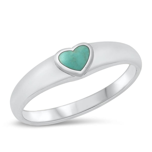 Turquoise Heart Promise Ring New .925 Sterling Silver Band Sizes 4-10