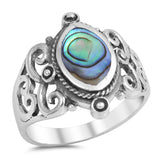 Abalone Filigree Cutout Ring New .925 Sterling Silver Band Sizes 5-12