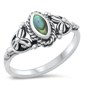 Bali Boho Flower Abalone Wholesale Ring New .925 Sterling Silver Band Sizes 4-10