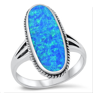 Large Oval Blue Lab Opal Cute Ring New .925 Sterling Silver Band Sizes 4-10