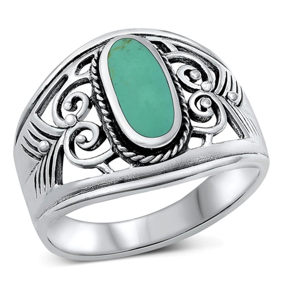 Large Chunk Turquoise Beautiful Ring New .925 Sterling Silver Band Sizes 4-10