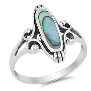 Long Abalone Solitaire Wholesale Ring New .925 Sterling Silver Band Sizes 5-12