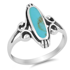 Long Turquoise Solitaire Wholesale Ring New .925 Sterling Silver Band Sizes 5-12