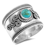 Turquoise Boho Infinity Twist Rope Bali Ring 925 Sterling Silver Band Sizes 5-10