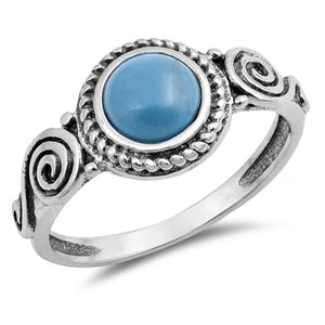 Round Turquoise Bali Swirl Rope Halo Ring .925 Sterling Silver Band Sizes 5-10