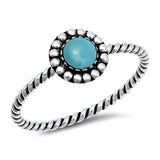 Turquoise Bubble Flower Fashion Rope Twist Ring New .925 Sterling Silver Band Sizes 4-10