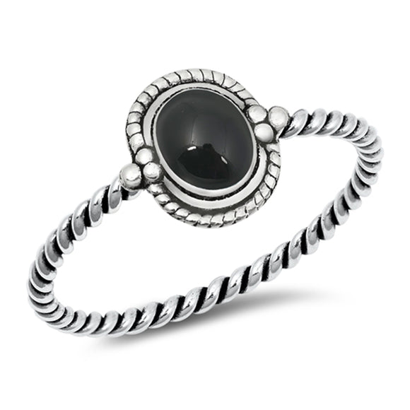 Sterling Silver Black Onyx Round Boho Halo Knot Love Promise 925 Ring Sizes 4-10