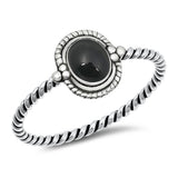 Sterling Silver Black Onyx Round Boho Halo Knot Love Promise 925 Ring Sizes 4-10