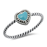 Turquoise Rope Promise Heart Halo Beautiful Ring New .925 Sterling Silver Band Sizes 4-10