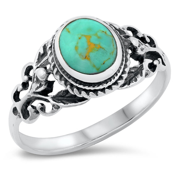 Victorian Turquoise Woodland Branch Ring .925 Sterling Silver Band Sizes 5-10