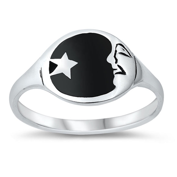 Elegant Moon Star Mystic Ring .925 Sterling Silver Band Sizes 5-10