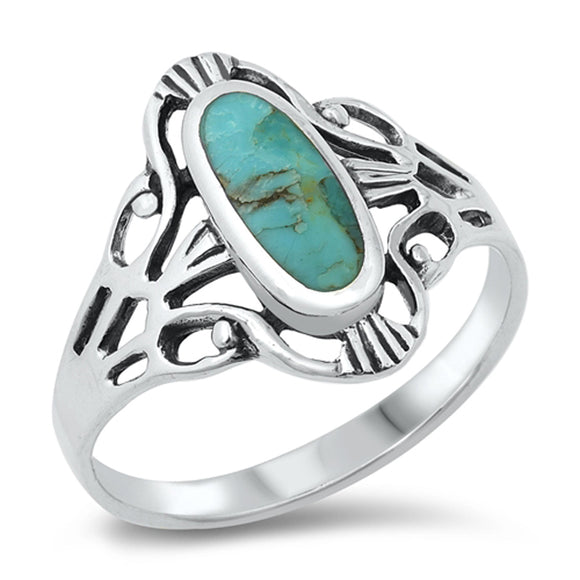 Turquoise Victorian Style Ring .925 Sterling Silver Sizes 5-10