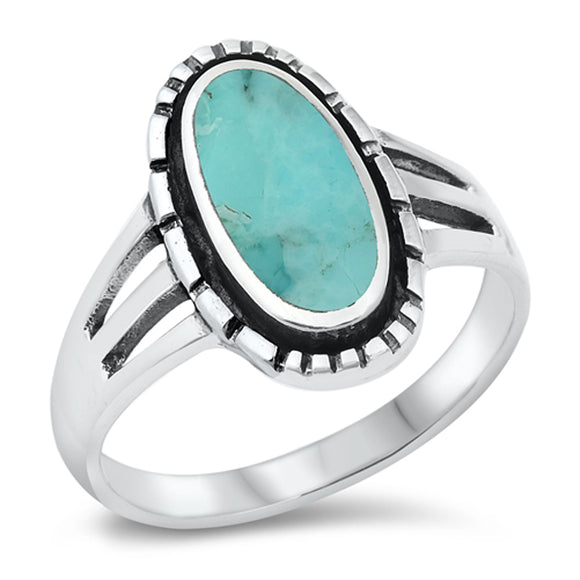 Turquoise Classic Cutout Boho Ring New .925 Sterling Silver Band Sizes 5-10