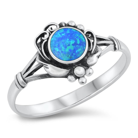 Blue Lab Opal Classic Bali Boho Ring New .925 Sterling Silver Band Sizes 4-10