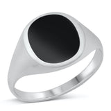 Black Onyx Wide Chunky Circle Ring New .925 Sterling Silver Band Sizes 7-13