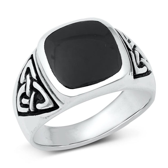 Sterling Silver Black Onyx Celtic Ring