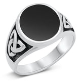 Sterling Silver Black Onyx Celtic Ring