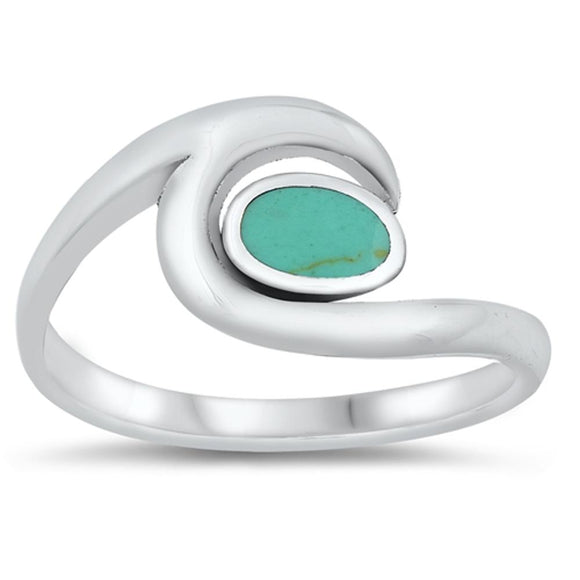 Sterling Silver Turquoise Wave Ring