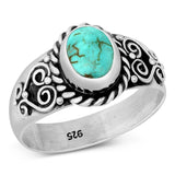 Turquoise Classic Bali Heart Love Ring New .925 Sterling Silver Band Sizes 6-9