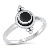 Round Bali Black Onyx Fashion Ring New .925 Sterling Silver Band Sizes 4-10