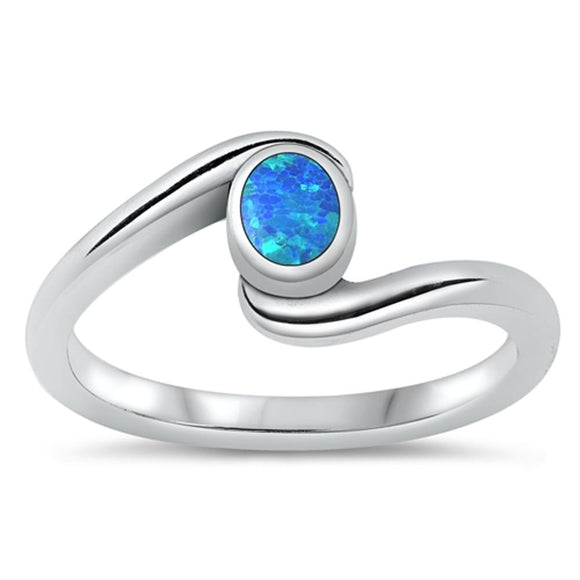 Sterling Silver Blue Lab Opal Ring